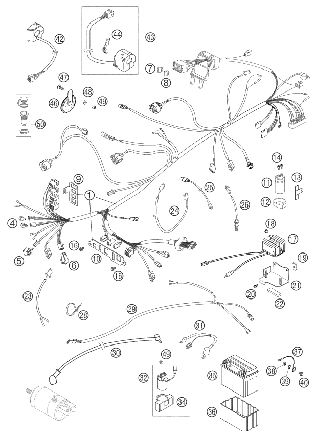 Sprängskiss: Wiring Harness – KTM 640 LC4 ADVENTURE 2003