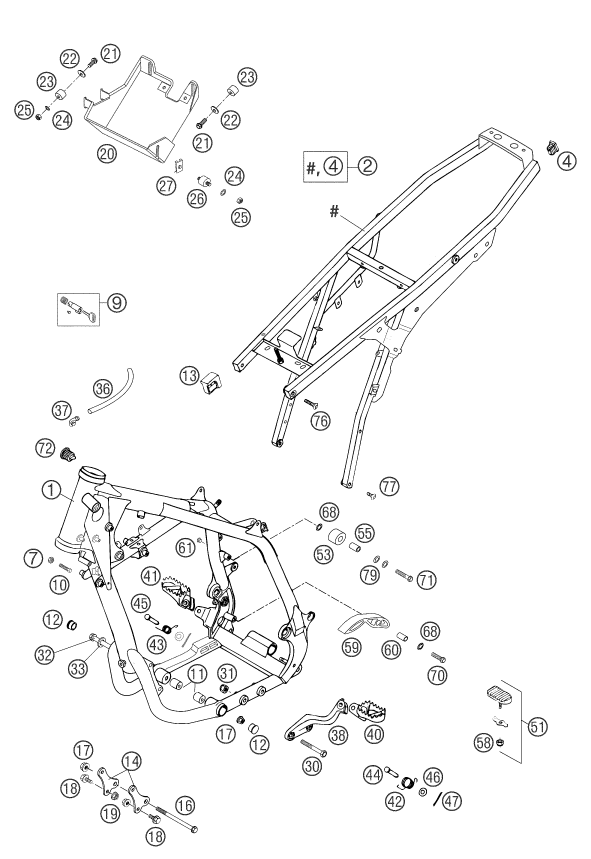 Sprängskiss: Frame – KTM 625 SXC 2003