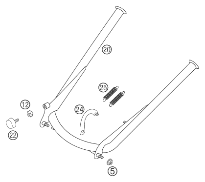 Sprängskiss: Side / Center Stand – KTM 625 SXC 2003