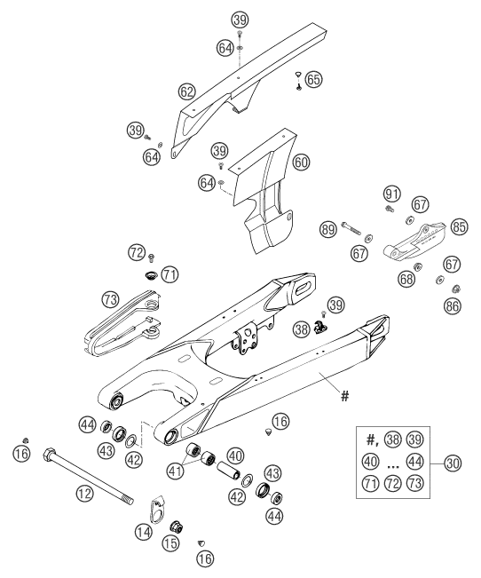 Sprängskiss: Swing Arm – KTM 625 SXC 2003