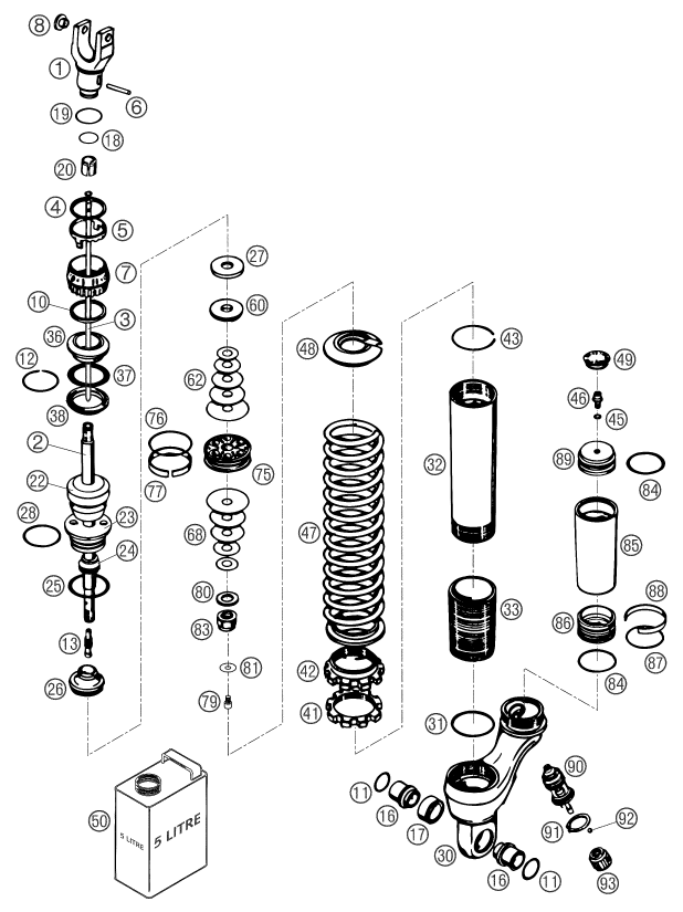 Sprängskiss: Shock Absorber Disassembled – KTM 625 SXC 2003