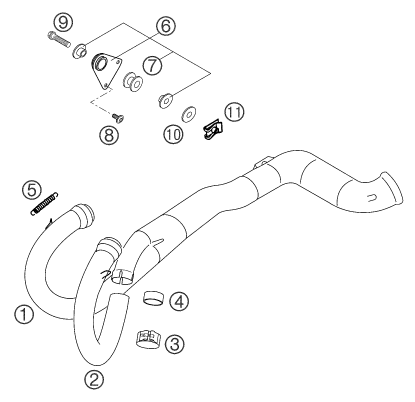 Sprängskiss: Exhaust System – KTM 640 LC4 ADVENTURE 2003
