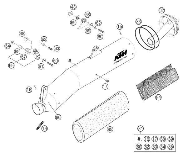Sprängskiss: Main Silencer – KTM 660 SMC 2003