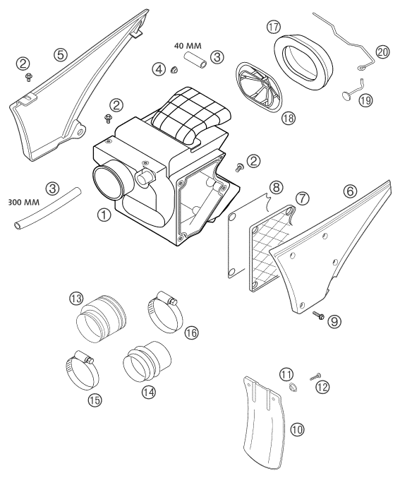 Sprängskiss: Air Filter – KTM 625 SXC 2003