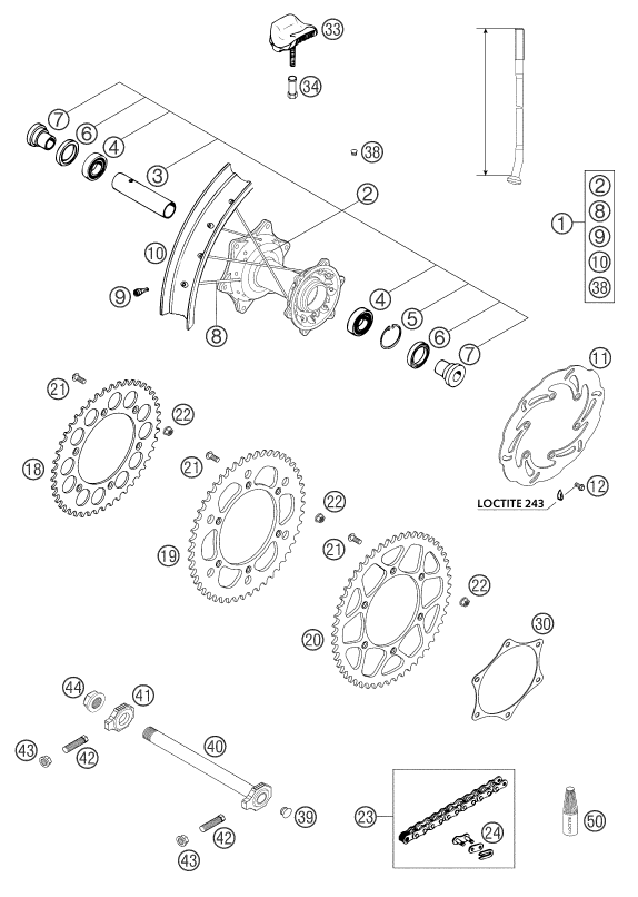 Sprängskiss: Rear Wheel – KTM 625 SXC 2003
