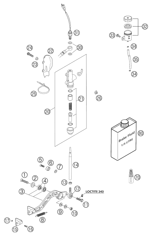 Sprängskiss: Rear Brake Control – KTM 660 SMC 2003