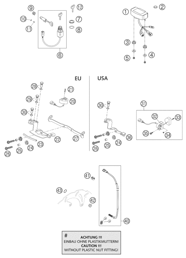 Sprängskiss: Instruments / Lock System – KTM 660 SMC 2004