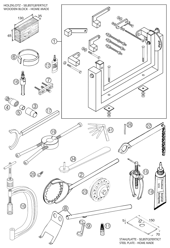 Sprängskiss: Special Tools (Engine) – KTM 660 SMC 2003
