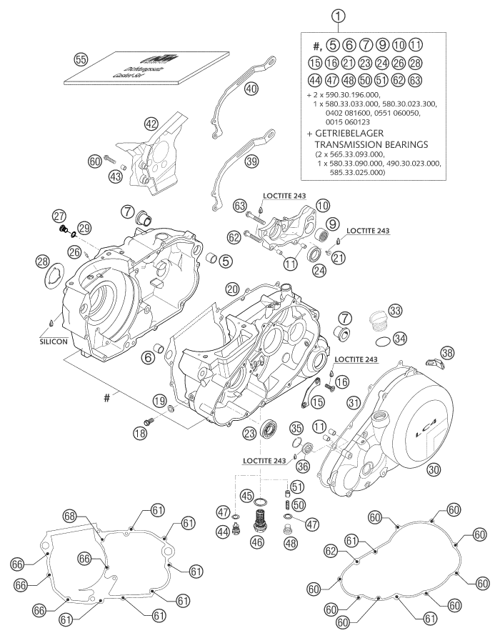 Sprängskiss: Engine Case – KTM 640 LC4 ADVENTURE 2003
