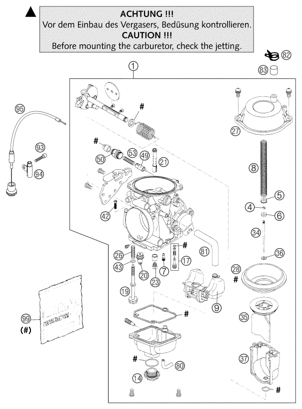 Sprängskiss: Carburetor – KTM 625 SXC 2003