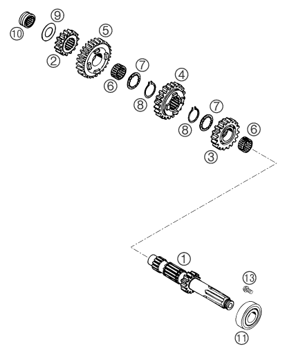 Sprängskiss: Transmission I - Main Shaft – KTM 640 LC4 ADVENTURE 2003