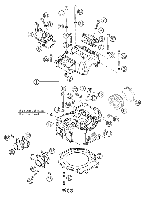 Sprängskiss: Cylinder Head – KTM 625 SXC 2003