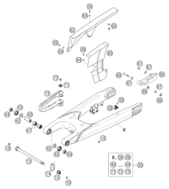 Sprängskiss: Swing Arm – KTM 640 LC4 ADVENTURE 2003