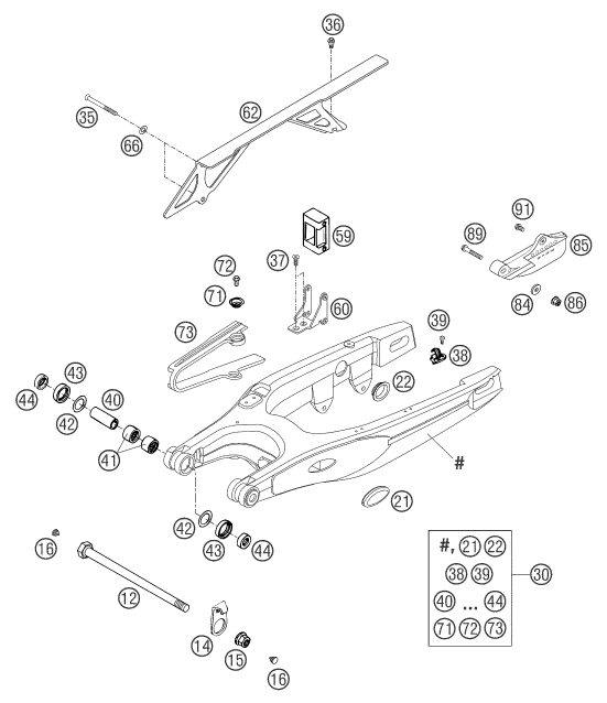 Sprängskiss: Swing Arm – KTM 660 SMC 2003
