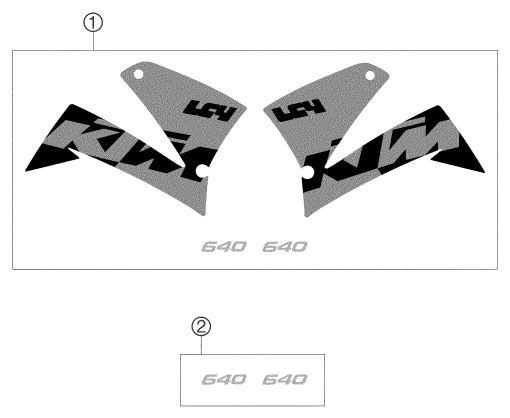 Sprängskiss: Decal – KTM 640 LC4 SUPERMOTO BLACK 2003