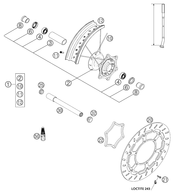 Sprängskiss: Front Wheel – KTM 660 SMC 2003