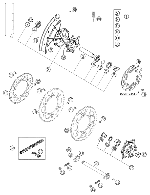 Sprängskiss: Rear Wheel – KTM 640 LC4 ADVENTURE 2003