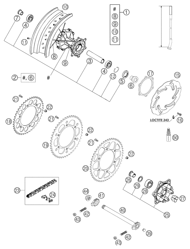 Sprängskiss: Rear Wheel – KTM 660 SMC 2003