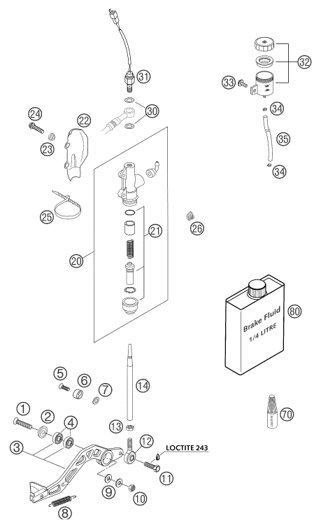 Sprängskiss: Rear Brake Control – KTM 640 LC4 ADVENTURE 2003