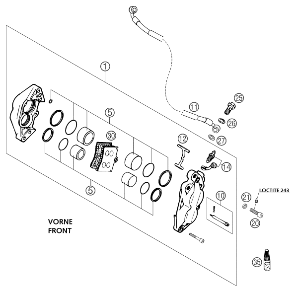 Sprängskiss: Front Brake Caliper – KTM 660 SMC 2003