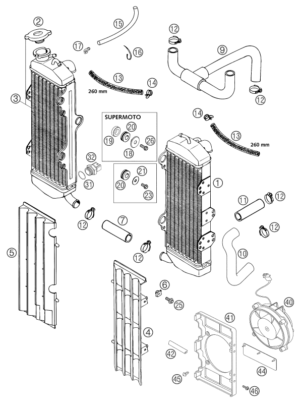 Sprängskiss: Cooling System – KTM 640 LC4 ADVENTURE 2003