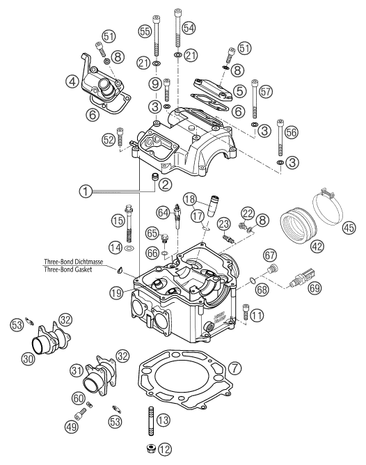 Sprängskiss: Cylinder Head – KTM 640 LC4 ADVENTURE 2003