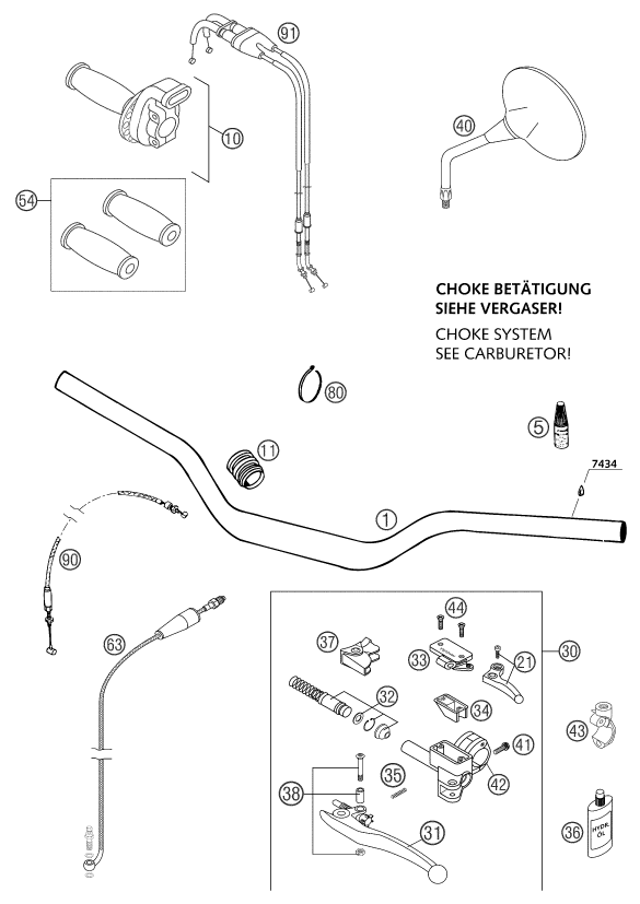 Sprängskiss: Handlebar, Controls – KTM 660 RALLYE FACTORY REPL. 2003
