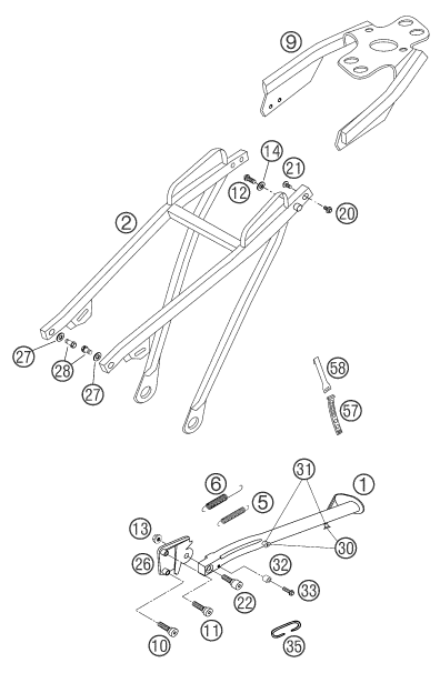 Sprängskiss: Subframe – KTM 660 RALLYE FACTORY REPL. 2003