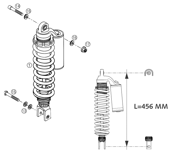 Sprängskiss: Shock Absorber – KTM 660 RALLYE FACTORY REPL. 2003