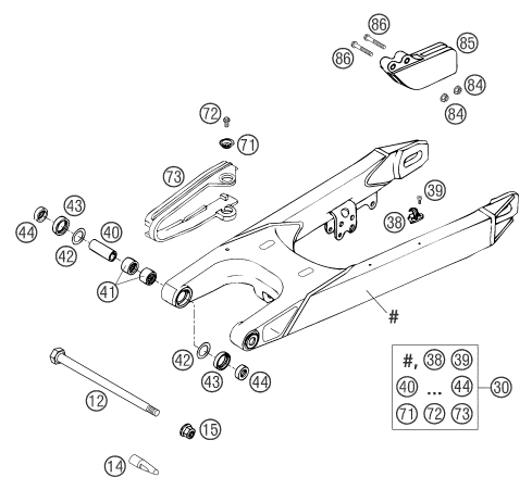 Sprängskiss: Swing Arm – KTM 660 RALLYE FACTORY REPL. 2003