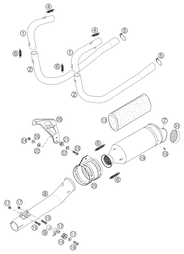 Sprängskiss: Exhaust System – KTM 660 RALLYE FACTORY REPL. 2003