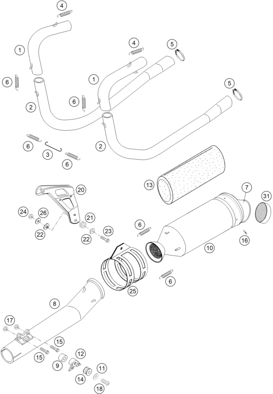 Sprängskiss: Exhaust System – KTM 660 RALLYE FACTORY REPL. 2005