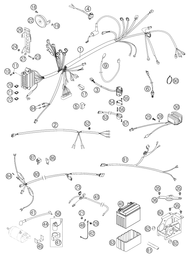 Sprängskiss: Wiring Harness – KTM 660 RALLYE FACTORY REPL. 2003