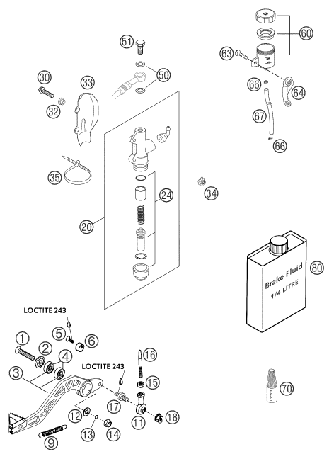 Sprängskiss: Rear Brake Control – KTM 660 RALLYE FACTORY REPL. 2003