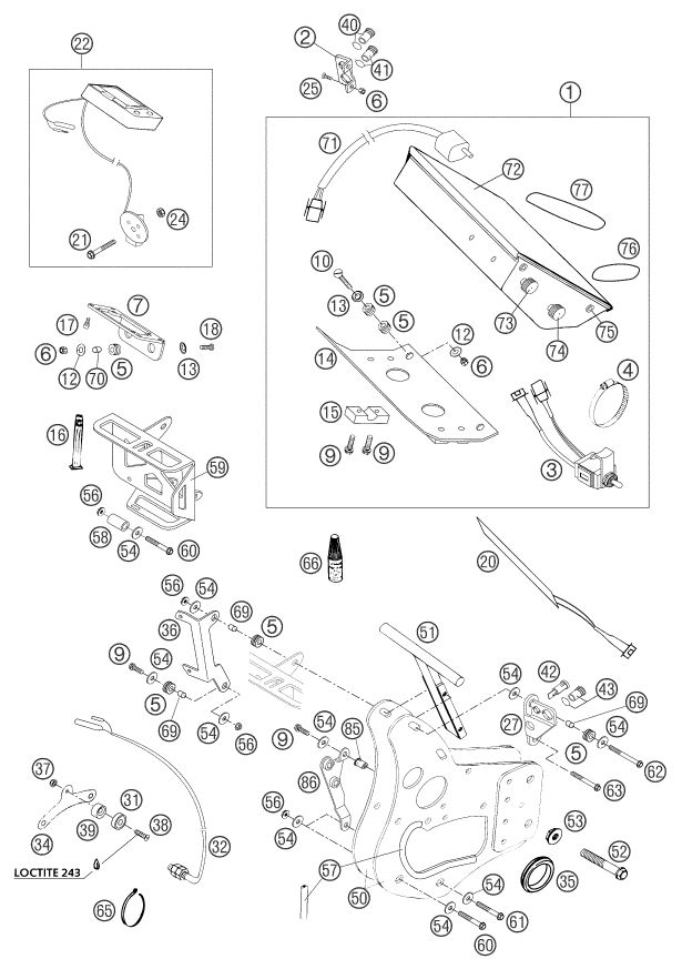 Sprängskiss: Instruments / Lock System – KTM 660 RALLYE FACTORY REPL. 2003