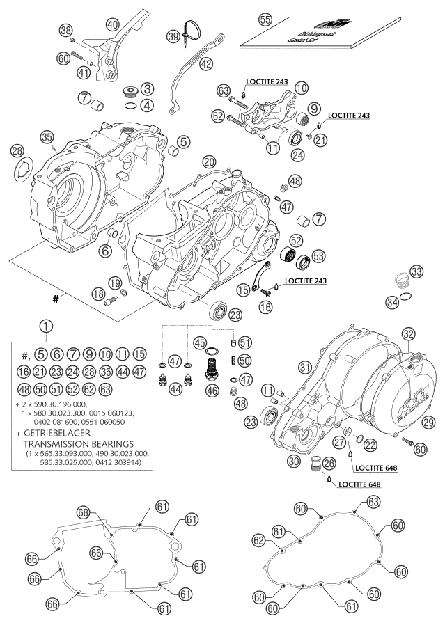 Sprängskiss: Engine Case – KTM 660 RALLYE COSTUMER 2004