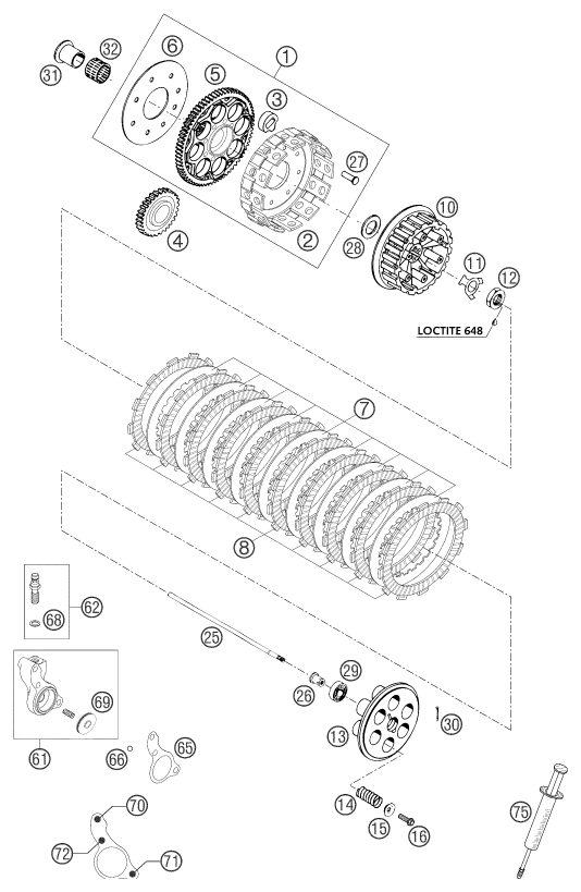 Sprängskiss: Clutch – KTM 660 RALLYE COSTUMER 2004