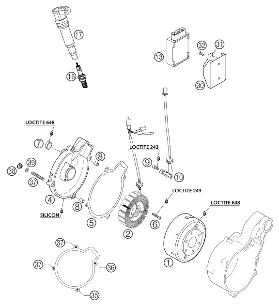 Sprängskiss: Ignition System – KTM 660 RALLYE COSTUMER 2004