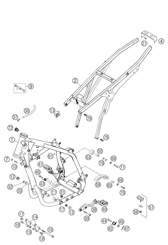 Sprängskiss: Frame – KTM 660 SMC 2003