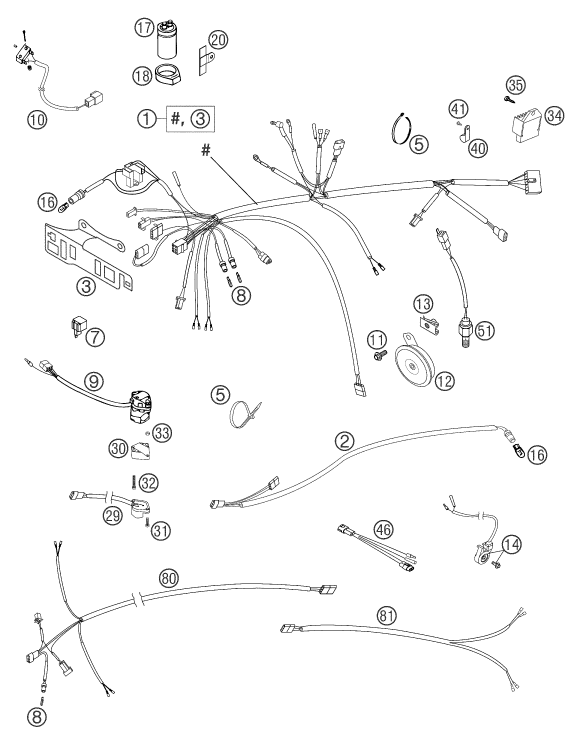 Sprängskiss: Wiring Harness – KTM 660 SMC 2003