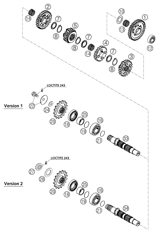 Sprängskiss: Transmission II - Countershaft – KTM 660 SMC 2003