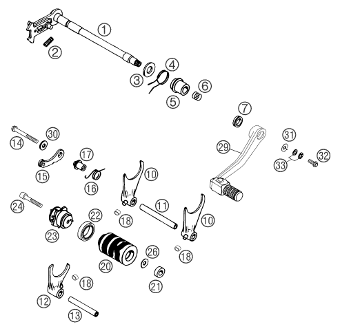 Sprängskiss: Shifting Mechanism – KTM 660 SMC 2003