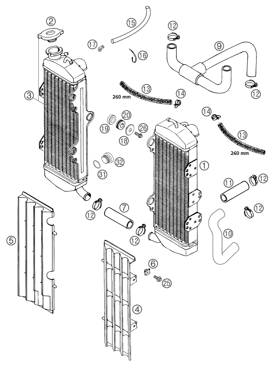 Sprängskiss: Cooling System – KTM 660 SMC 2003