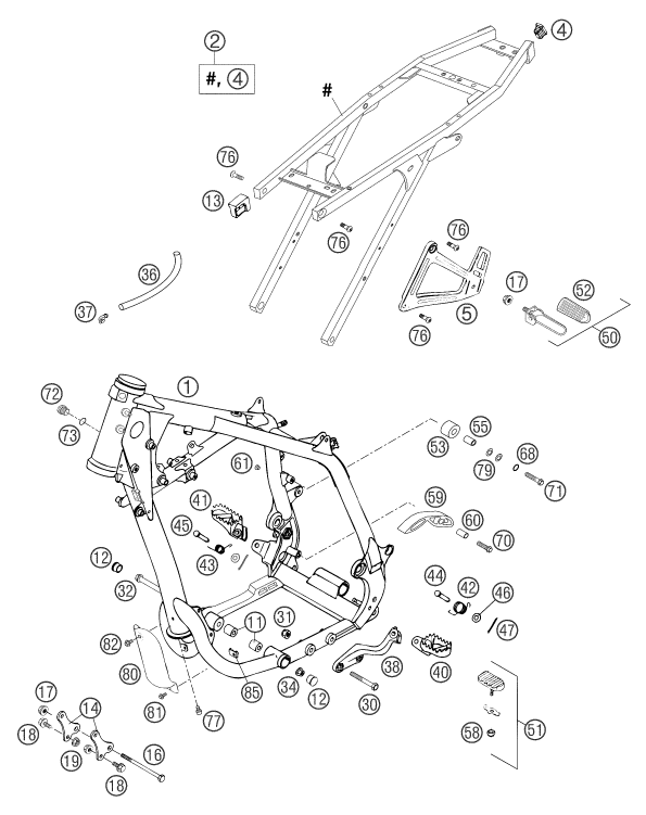 Sprängskiss: Frame – KTM 640 DUKE II BLACK 2003