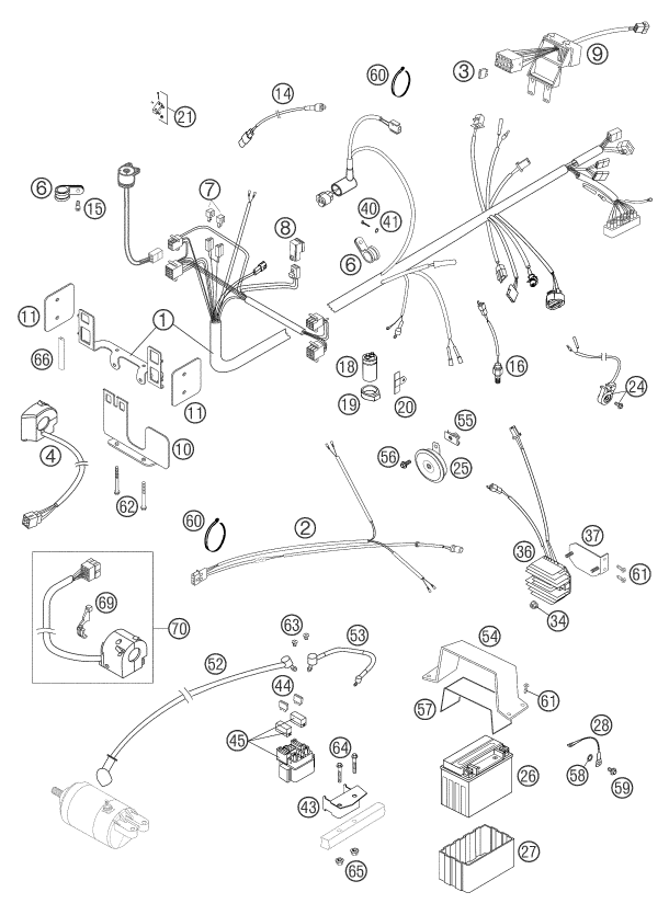 Sprängskiss: Wiring Harness – KTM 640 DUKE II BLACK 2003