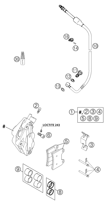 Sprängskiss: Front Brake Caliper – KTM 640 DUKE II BLACK 2003