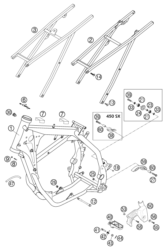 Sprängskiss: Frame – KTM 250 EXC RACING 2003