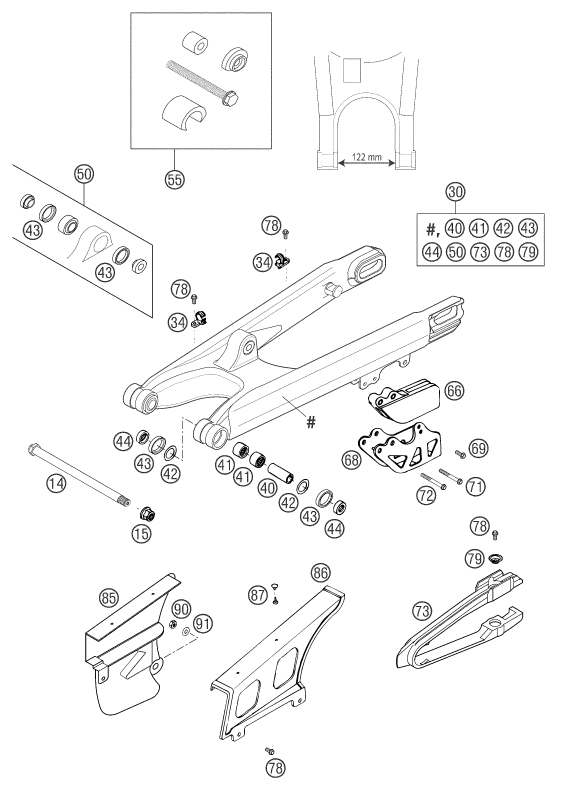 Sprängskiss: Swing Arm – KTM 250 EXC RACING 2003