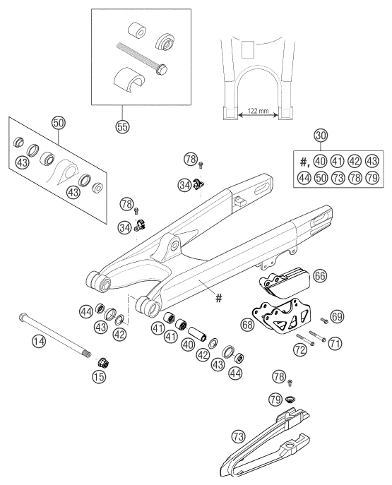 Sprängskiss: Swing Arm – KTM 540 SXS RACING 2003