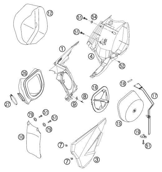 Sprängskiss: Air Filter – KTM 540 SXS RACING 2003